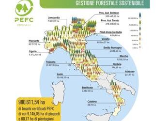 Foreste certificate, un milione di ettari targati Pefc